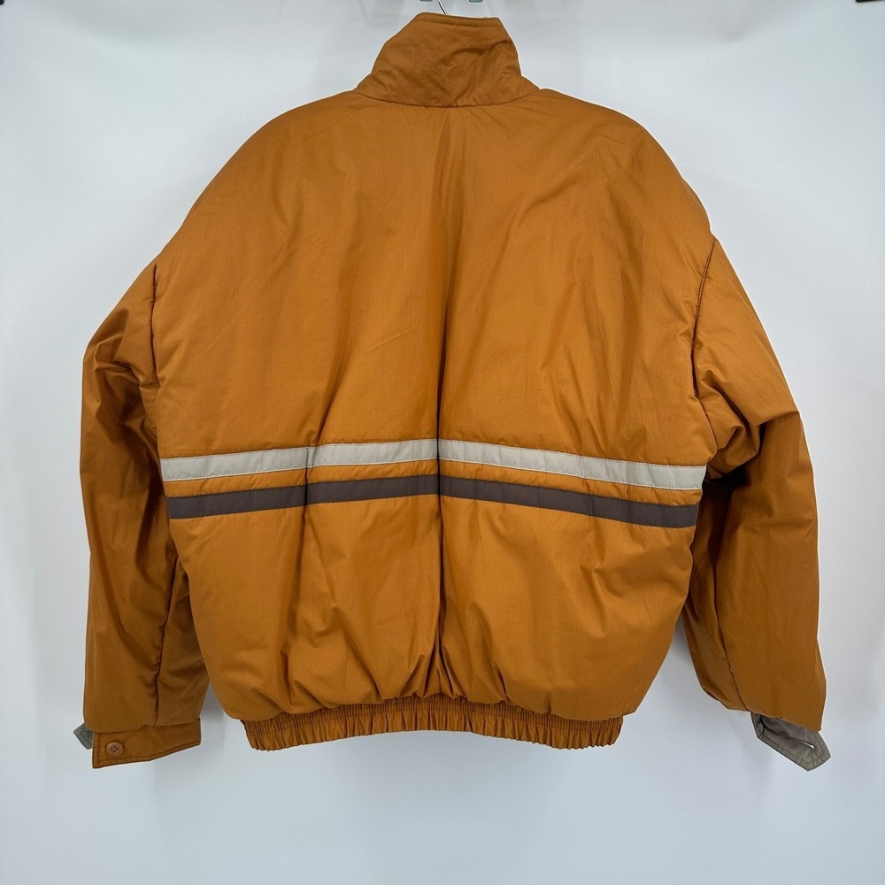 Members Only Mens XL Reversible Bomber Jacket Tan Mustard Orange Quilted Vintage